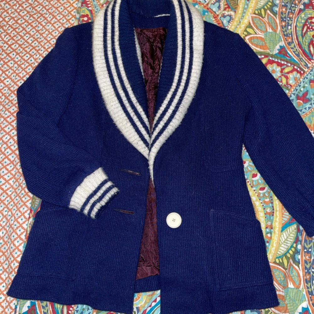 Vintage letterman style structured sweater